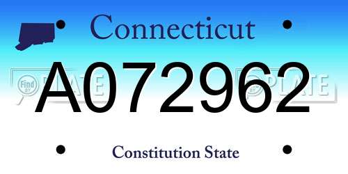 A072962 Connecticut License Plate