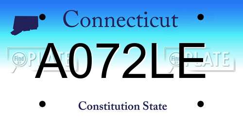A072LE Connecticut License Plate