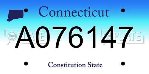 A076147 Connecticut License Plate