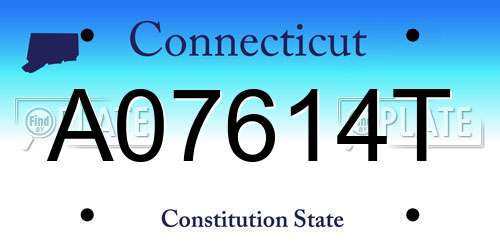 A07614T Connecticut License Plate
