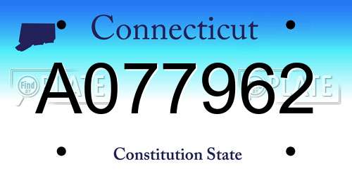 A077962 Connecticut License Plate