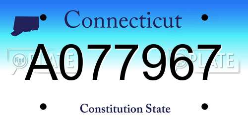 A077967 Connecticut License Plate