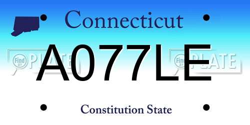 A077LE Connecticut License Plate
