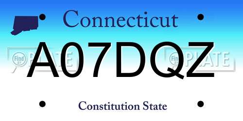 A07DQZ Connecticut License Plate