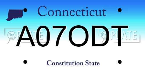 A07ODT Connecticut License Plate