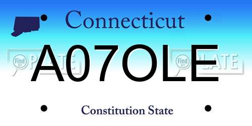 A07OLE Connecticut License Plate
