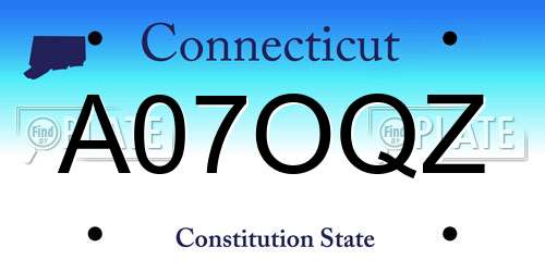 A07OQZ Connecticut License Plate