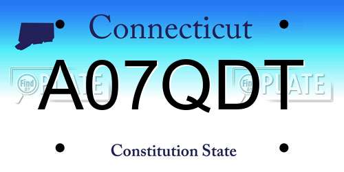 A07QDT Connecticut License Plate