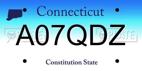 A07QDZ Connecticut License Plate