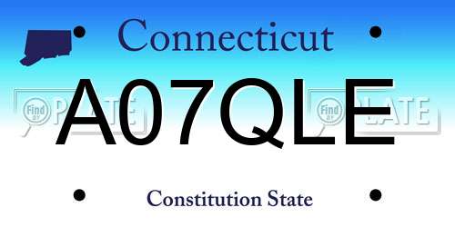 A07QLE Connecticut License Plate