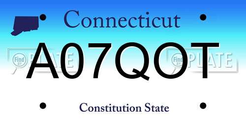 A07QOT Connecticut License Plate