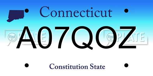 A07QOZ Connecticut License Plate
