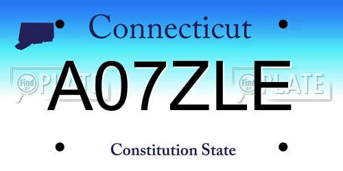 A07ZLE Connecticut License Plate