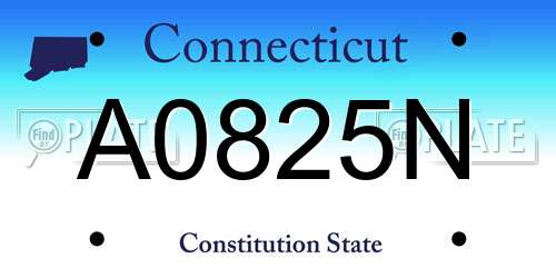 A0825N Connecticut License Plate