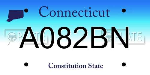 A082BN Connecticut License Plate