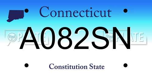 A082SN Connecticut License Plate