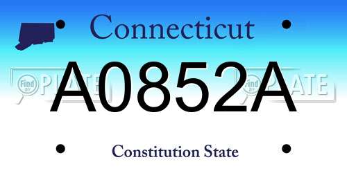 A0852A Connecticut License Plate