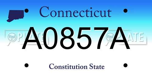 A0857A Connecticut License Plate