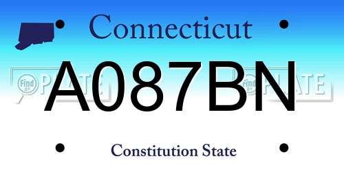 A087BN Connecticut License Plate
