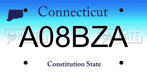 A08BZA Connecticut License Plate