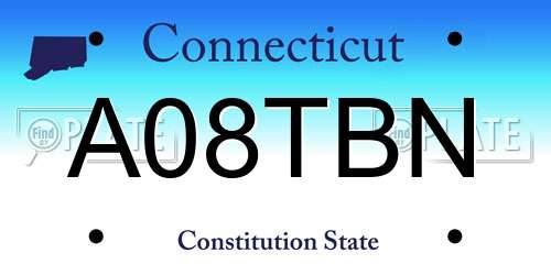 A08TBN Connecticut License Plate