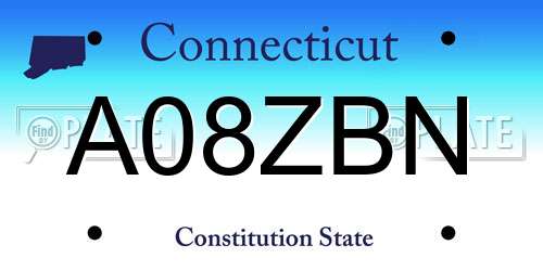 A08ZBN Connecticut License Plate