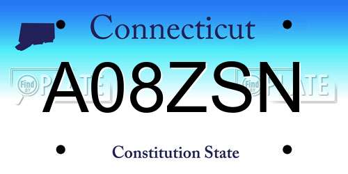 A08ZSN Connecticut License Plate
