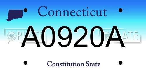 A0920A Connecticut License Plate