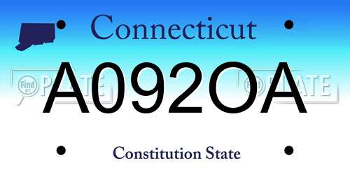 A092OA Connecticut License Plate
