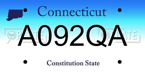 A092QA Connecticut License Plate