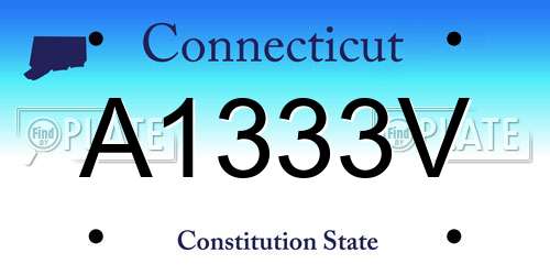 A1333V Connecticut License Plate