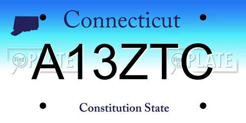 A13ZTC Connecticut License Plate