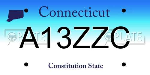 A13ZZC Connecticut License Plate