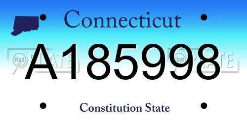 A185998 Connecticut License Plate