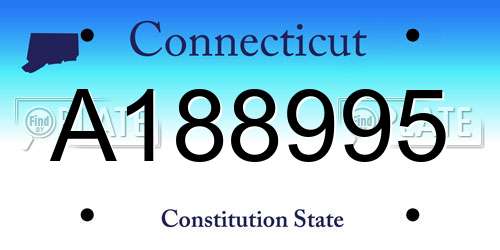 A188995 Connecticut License Plate