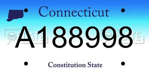 A188998 Connecticut License Plate