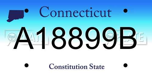 A18899B Connecticut License Plate