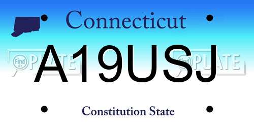 A19USJ Connecticut License Plate
