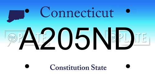 A205ND Connecticut License Plate