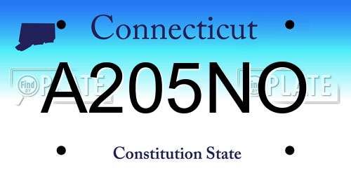 A205NO Connecticut License Plate