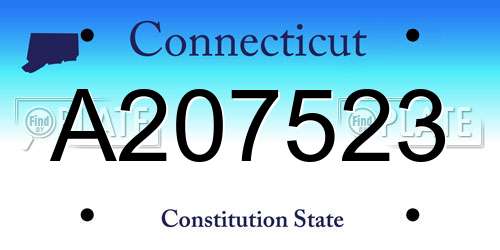 A207523 Connecticut License Plate