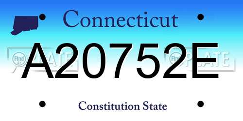 A20752E Connecticut License Plate