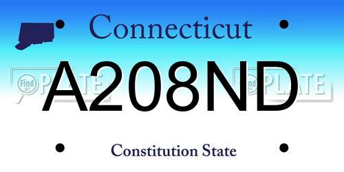 A208ND Connecticut License Plate