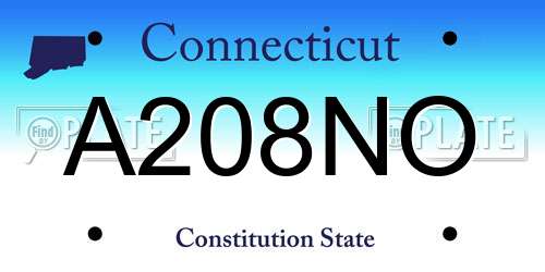 A208NO Connecticut License Plate