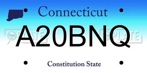 A20BNQ Connecticut License Plate