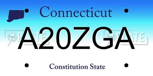 A20ZGA Connecticut License Plate