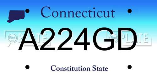A224GD Connecticut License Plate