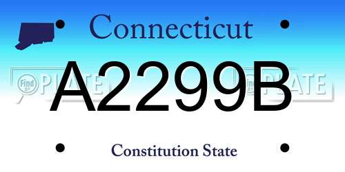 A2299B Connecticut License Plate