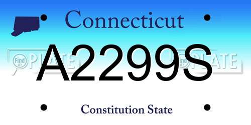 A2299S Connecticut License Plate