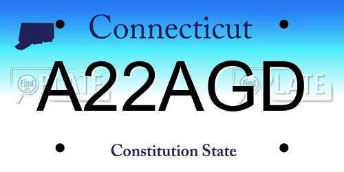 A22AGD Connecticut License Plate